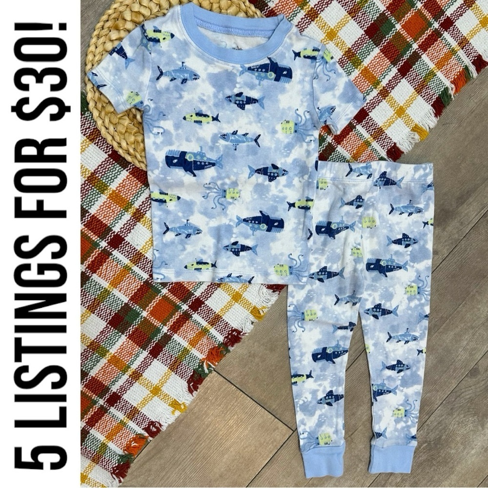 Kids Headquarters Toddler Boy Shark Print Tie Dye Blue and White Pajamas 3T